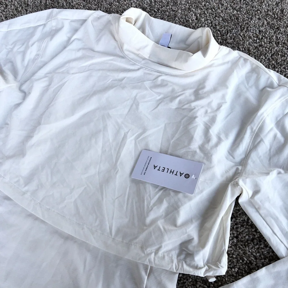 Athleta Whistler Hybrid Top Womens L White Layered Fleece Lined Performance $129 - Picture 2 of 12